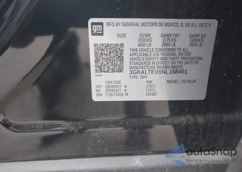 2022 GMC Terrain Awd Sle from USA, damaged, VIN 3GKALTEV0NL168401